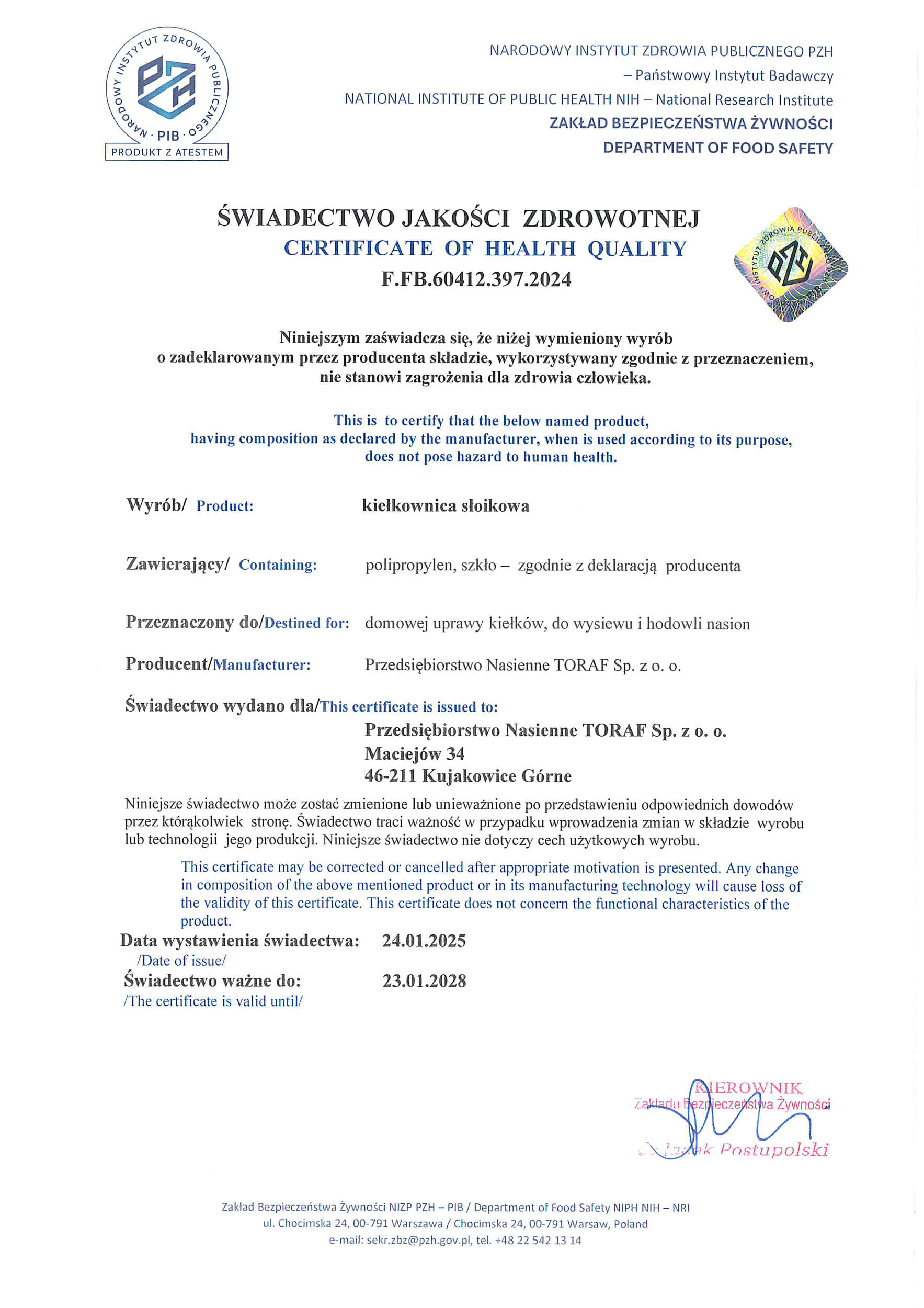 Kiełkownica słoikowa TORAF
